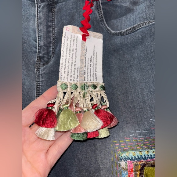 Adam Levine Art Jeans NWT – Embroidered Patchwork Boho Skinny Denim Women’s M - Picture 6 of 16